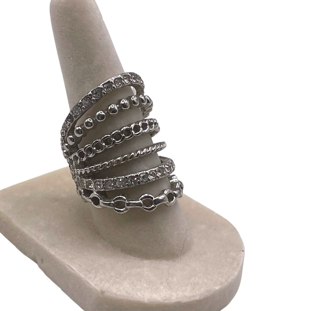 ❤️ Silver Tone 6-Row Cage Ring